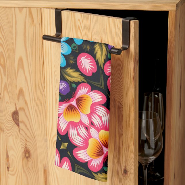 Linge De Cuisine floral (Pliage en tiers)