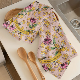 Linge De Cuisine Floral Blush rose Queen Bee & Honeycomb