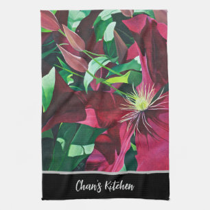 Linge De Cuisine Floral de Clematis pourpre