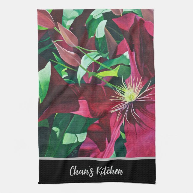 Linge De Cuisine Floral de Clematis pourpre (Vertical)