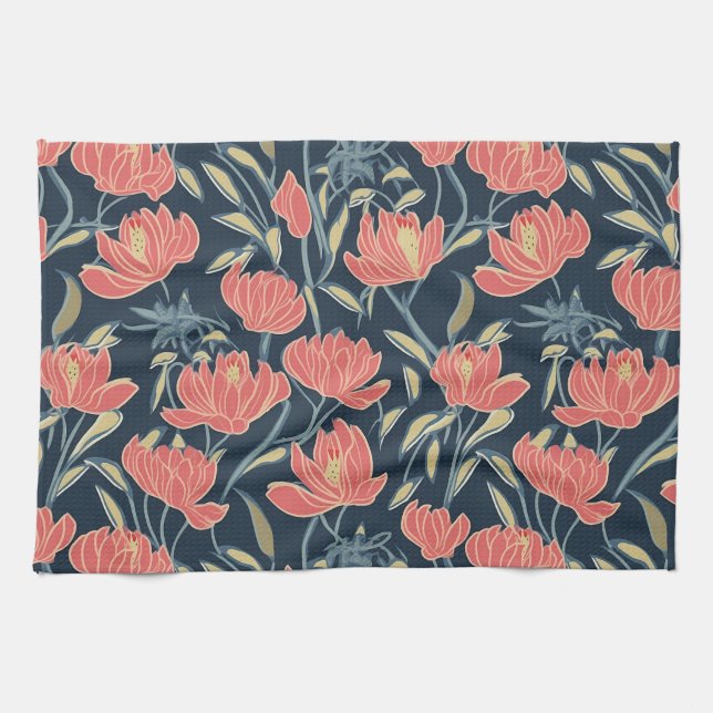 Linge De Cuisine Floral de Coral Breeze (Horizontal)