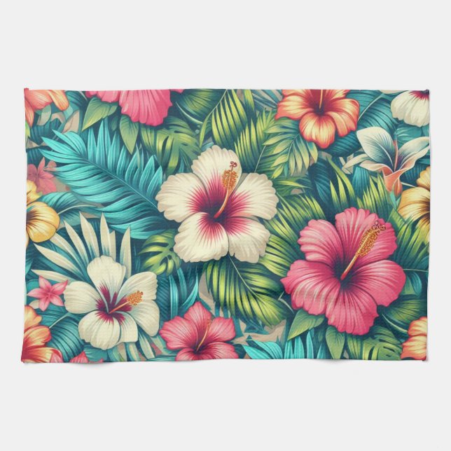 Linge De Cuisine Floral hawaïen/tropical (Horizontal)