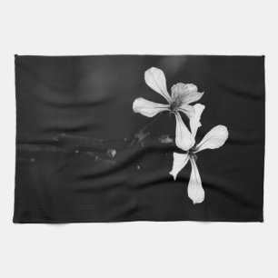 Linge De Cuisine floral noir et blanc minimaliste