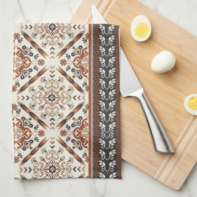 Linge De Cuisine Floral Oriental Motif ethnique (Quart Plié)