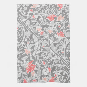 Linge De Cuisine Floral tourbillonnant rose et gris à la mode