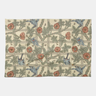 Linge De Cuisine Floral vert rose Vintage William Morris Trellis