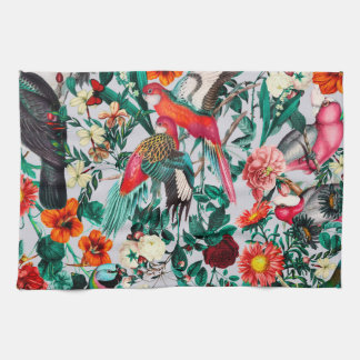 LINGE DE CUISINE FLORALE ET OISEAUX XIV-II