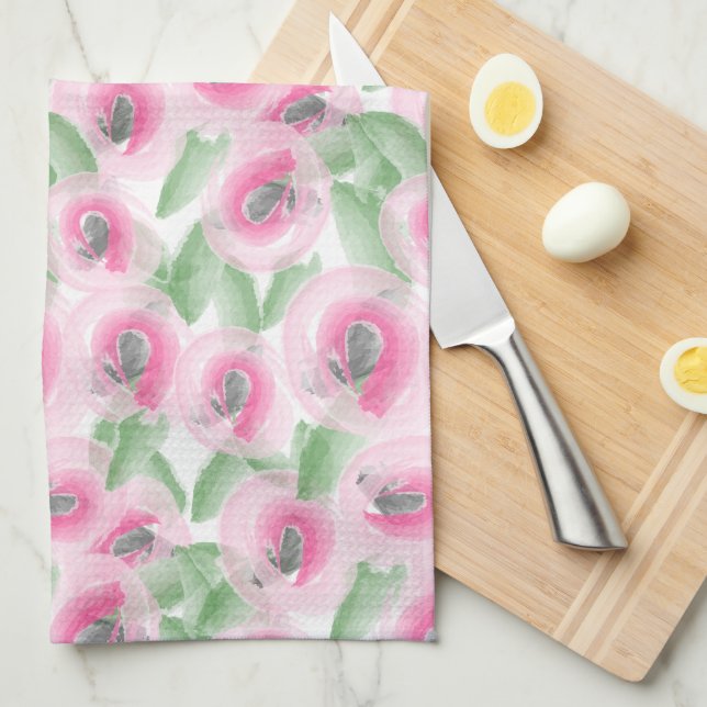 Linge De Cuisine Flore aquarelle (Quart Plié)