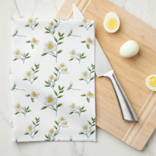 Linge De Cuisine Flore blanc de marguerite