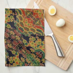 Linge De Cuisine Flore japonaise de prune traditionnelle en feuille