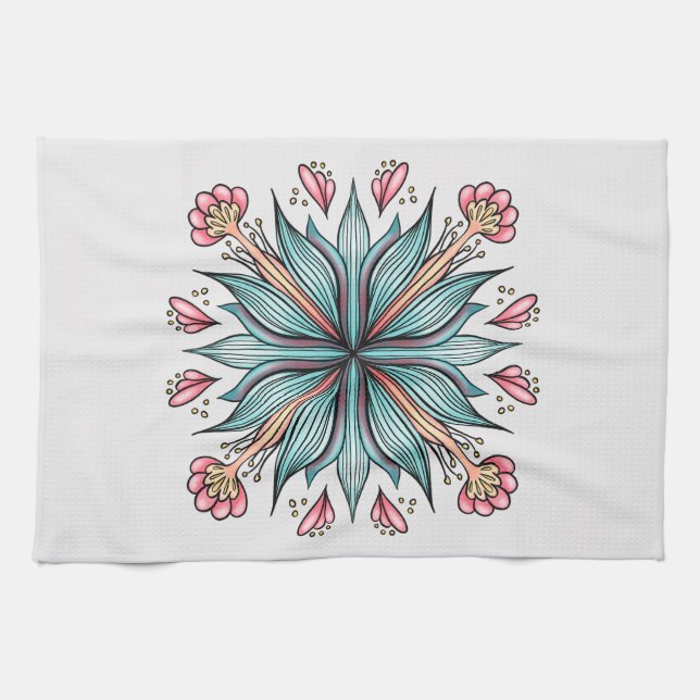 Linge De Cuisine Flore printanière : géométrique (Horizontal)