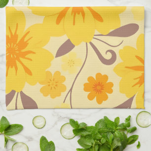 Linge De Cuisine Flore rétro Sunshine Motif-Fleurs Jaunes