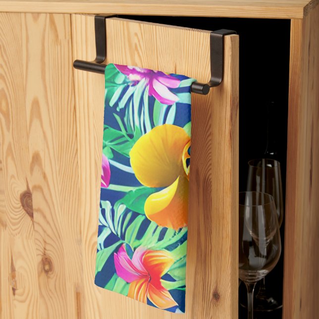 Linge De Cuisine Flore Tropicale Exotique Et Téméraire (Pliage en tiers)