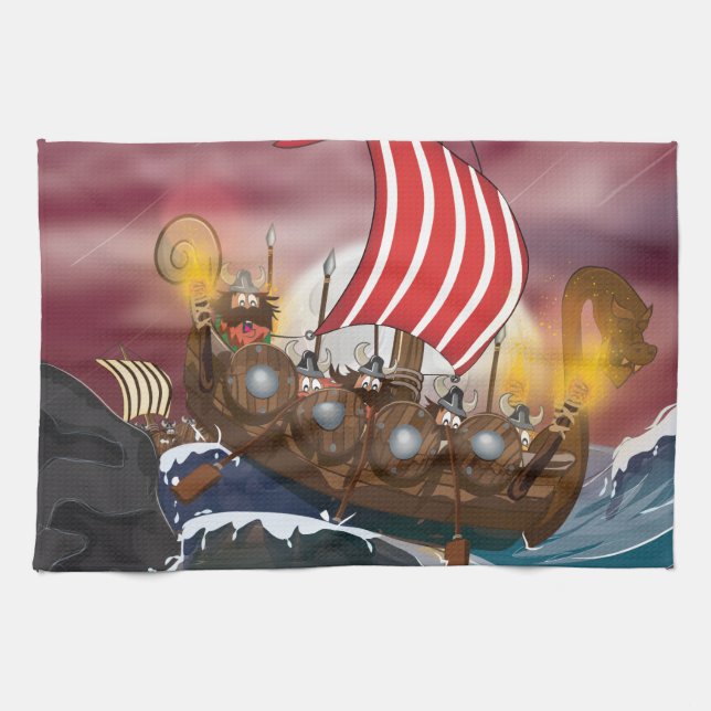 Linge De Cuisine Flotte d'invasion Viking (Horizontal)