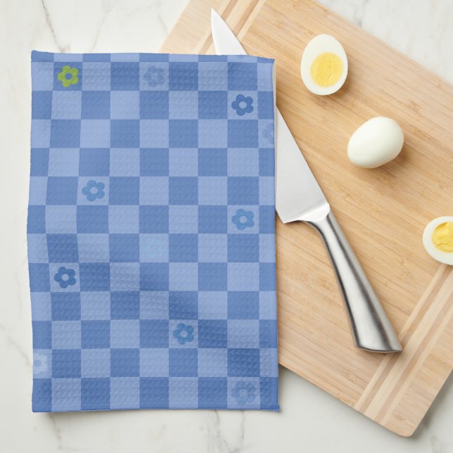Linge De Cuisine Flower Checkered Pattern No. 01 - Light Blue (Quart Plié)