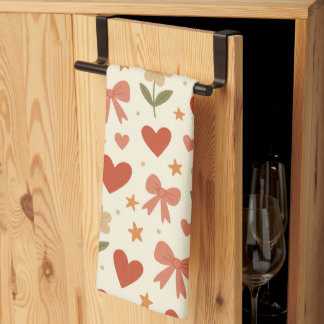 Linge De Cuisine Flowers Hearts & Cute Bows - Kitchen Towel