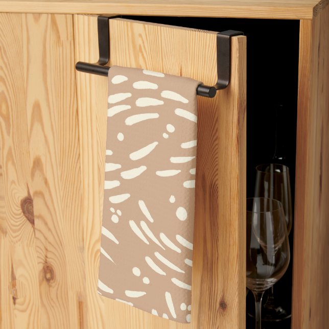 Linge De Cuisine Flux dans Tan et Crème (Pliage en tiers)