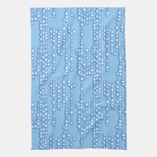 Linge De Cuisine Flux de bulles, nuances de bleu clair (Vertical)
