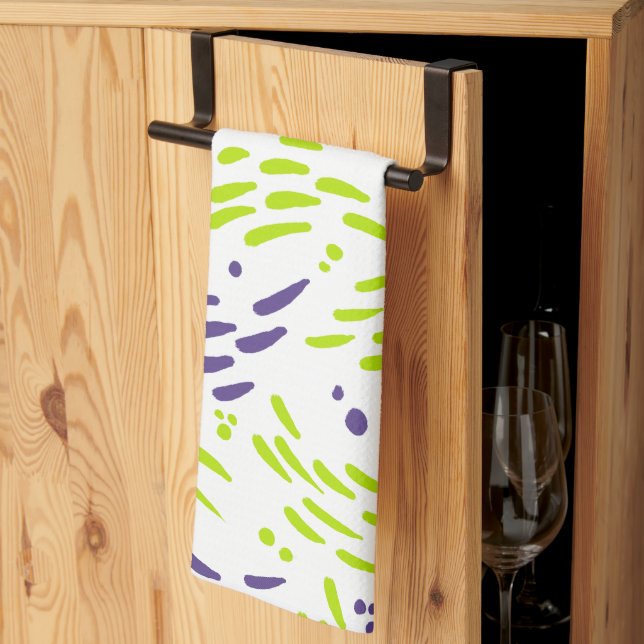 Linge De Cuisine Flux de chaux vert et pourpre (Pliage en tiers)