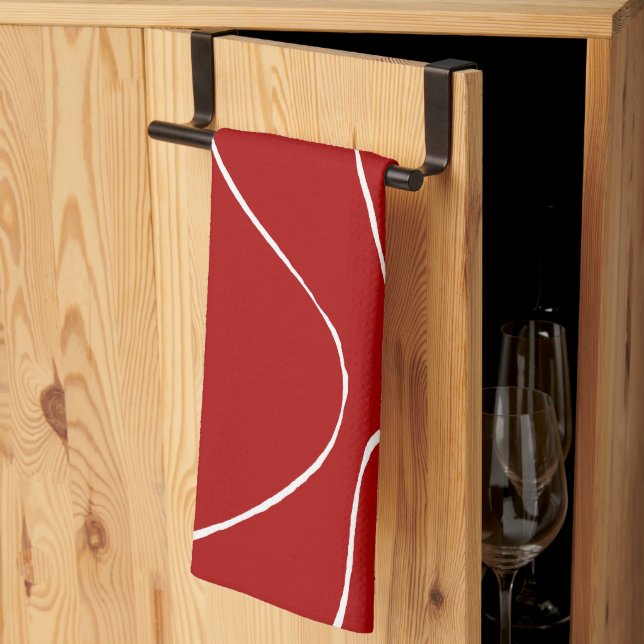 Linge De Cuisine Flux et reflux 2 en rouge et blanc (Pliage en tiers)
