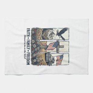 Linge De Cuisine Foi Famille Liberté Aigle Patriotique Vintage