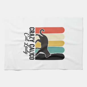 Linge De Cuisine Folle Dame au Chat Calico Vintage Design Rétro Cha