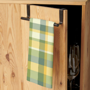 Linge De Cuisine Fond à motif carreaux jaune et vert