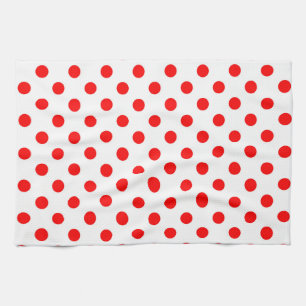 Linge De Cuisine Fond blanc pois rouges