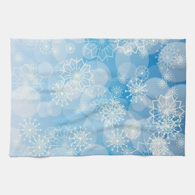 Linge De Cuisine Fond de flocon de neige (Horizontal)
