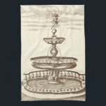 Linge De Cuisine Fontaine de cour avec chérub ornemental<br><div class="desc">Un chérubin ornemental surplombe cette fontaine de cour décorative. L'eau se déverse,  collectant dans les bassins individuels de la fontaine. Une image paisible qui aurait l'air extraordinaire dans n'importe quelle maison !</div>