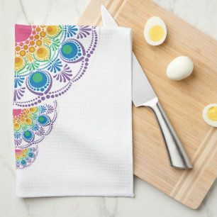 Linge De Cuisine Fontaine Florale Arc-en-ciel Dot ornemental Mandal