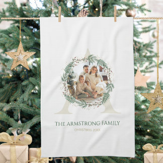 Linge De Cuisine Forest Green Wreath Monogram Home Accent