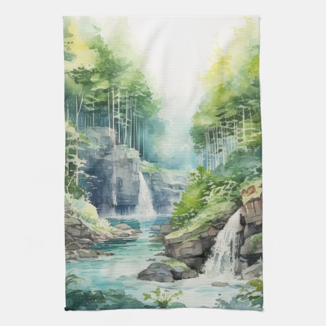 Linge De Cuisine Forest Waterfall (Vertical)