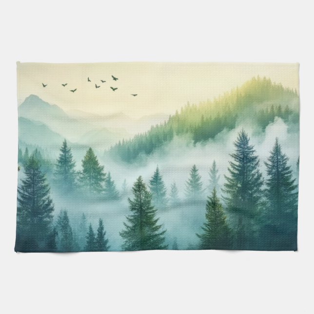 Linge De Cuisine Forêt brumeuse (Horizontal)
