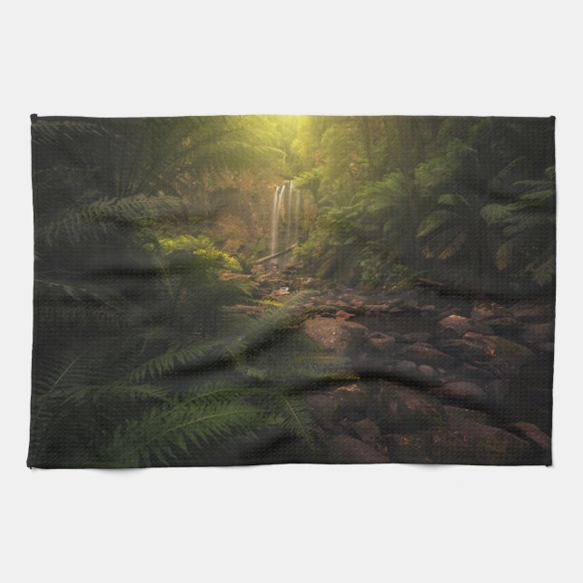 Linge De Cuisine Forêt | Cascade Sunlight Highlights (Horizontal)