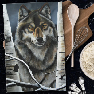 Linge De Cuisine Forêt mystique de bouleaux aux loups alpha en hive