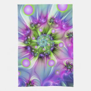 Linge De Cuisine Formes arrondies de spirale colorées Art fractal A