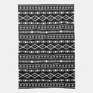 Linge De Cuisine Formes Aztec Motif gris noir