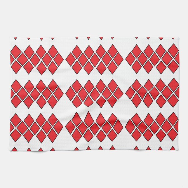 Linge De Cuisine Formes de diamants rouges (Horizontal)