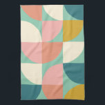 Linge De Cuisine Formes géométriques colorées mignonnes Motif en Tu<br><div class="desc">Un style moderne et rétro amusant formes géométriques de style moderne motif dans les tons de couleurs mignons de turquoise,  moutarde,  corail et rose.</div>