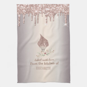 Linge De Cuisine Fouet Pailleté Rose Gold Gouttes de Paillettes Bou