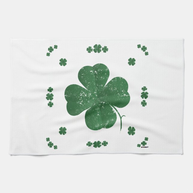 Linge De Cuisine Four Leaf Clovers - style vintage (Horizontal)
