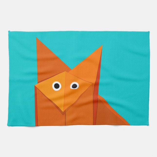 Linge De Cuisine Fox mignon lumineux d'origami (Horizontal)