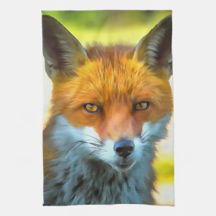 Linge De Cuisine Fox Portrait Réaliste Art faunique