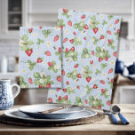 Linge De Cuisine Fraises d'abeilles Aquarelle Bleu Pinces<br><div class="desc">Bienvenue la douceur de l'été dans votre cuisine avec ce magnifique motif de fraises peint à l'aquarelle avec leurs feuilles et fleurs entourés d'abeilles miel sur un motif rayé bleu ciel clair et moyen pastel (nous pouvons créer l'arrière - plan dans n'importe quelle couleur pour vous si vous en avez...</div>