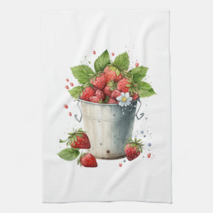 Linge De Cuisine Fraises dans un seau