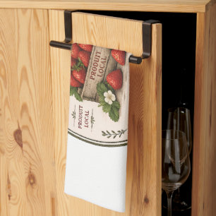Linge De Cuisine Fraises de marché vintage de paysans français