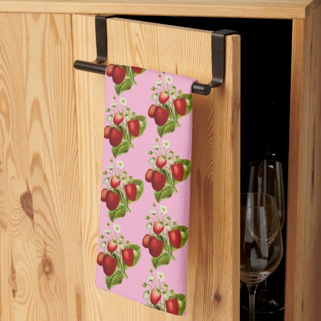 Linge De Cuisine Fraises des champs  (Pliage en tiers)