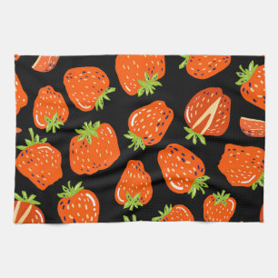 Linge De Cuisine Fraises Noir : Texture Vintage sans fil