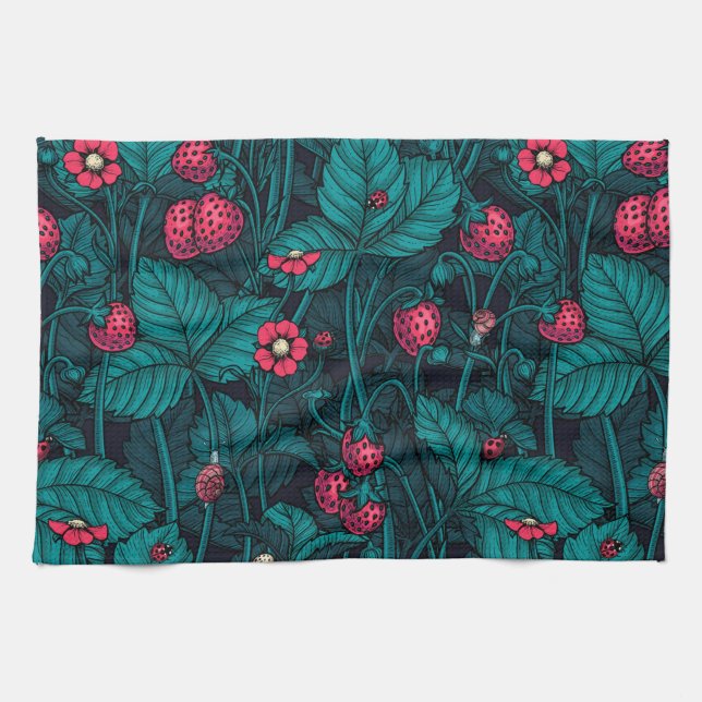 Linge De Cuisine Fraises sauvages, rouges et bleues (Horizontal)